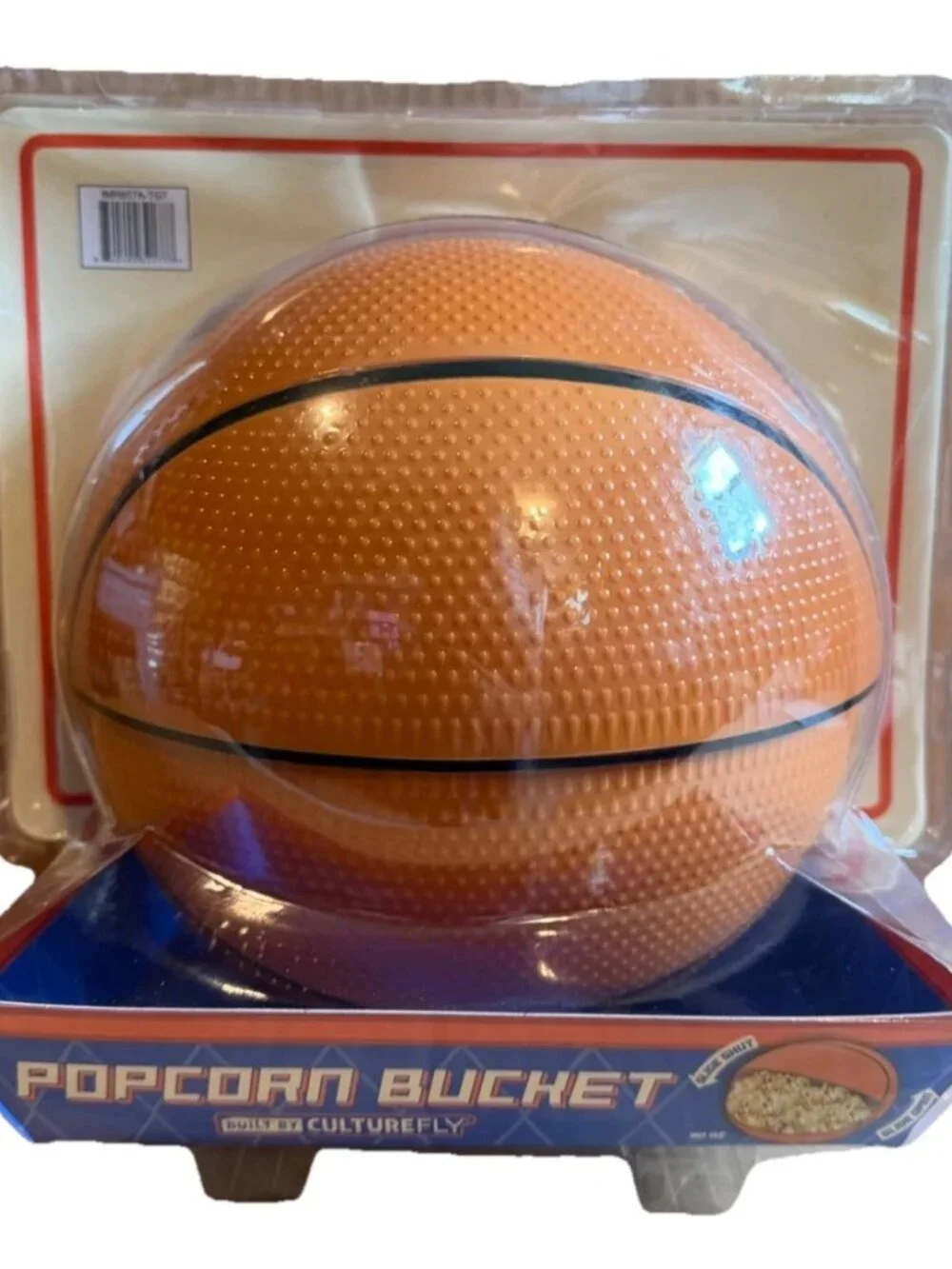 NEW Culturefly Basketball Popcorn Bucket Slide Lid Snack Bowl
